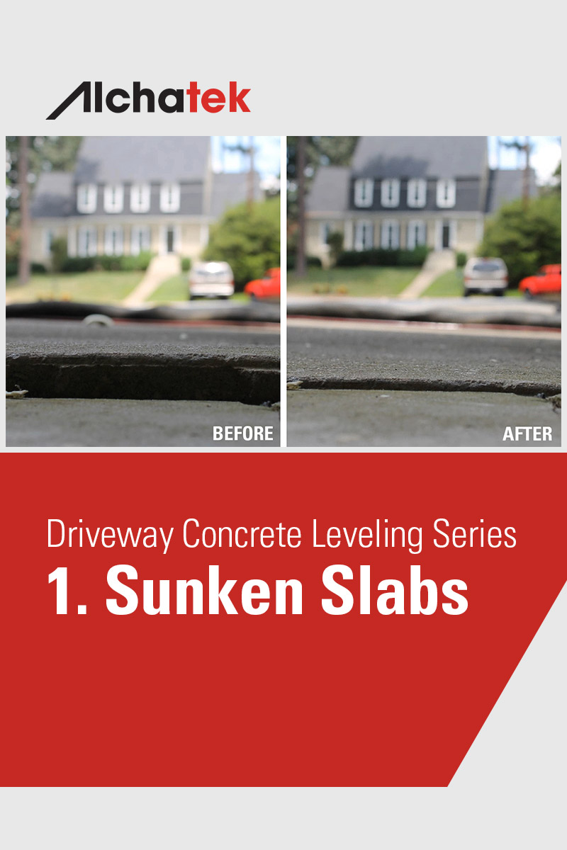 Driveway Concrete Leveling Series 1. Sunken Slabs